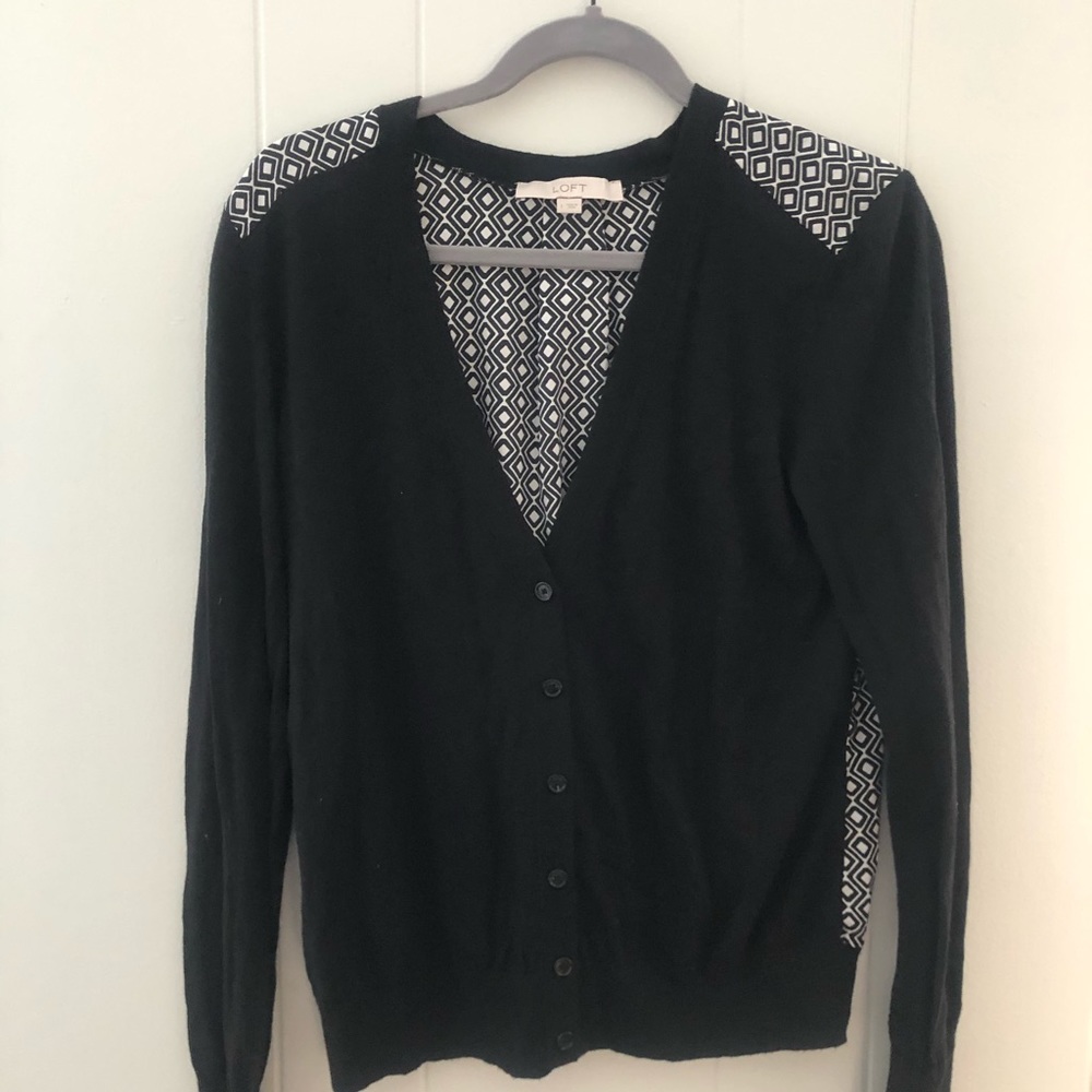 Ann Taylor Loft Mixed Media Cardigan - L